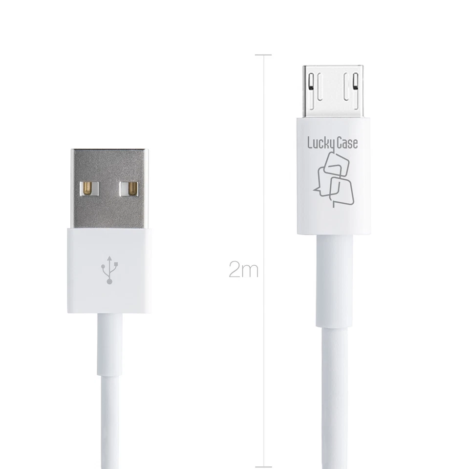 Micro USB Kabel auf USB A 2.0 - 2m Highspeed Lade Datenkabel weiss - Bild 2 von 4