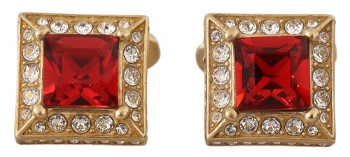 DOLCE & GABBANA Cufflinks Gold Plated Sterling 925 Silver Crystal Accessory $660 - Picture 1 of 8