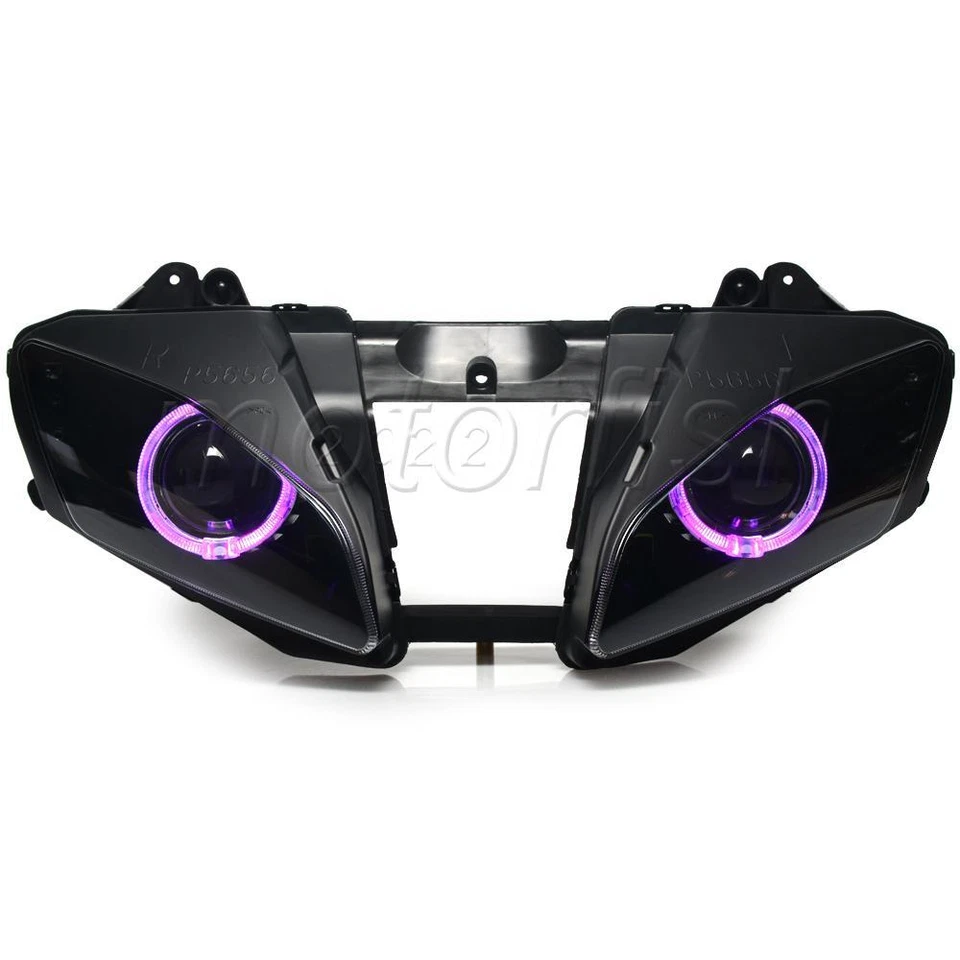 Anillos de halo púrpura para faros proyectores montados para Yamaha YZF-R6 2008-2016 Foto 3 de 4