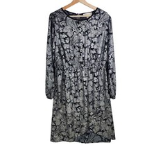 Michael Michael Kors Long Sleeve Dress Women 1X Black White Paisley Elastic