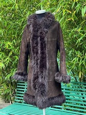 Vintage Brown Suede Sheepskin Afghan Penny Lane Coat Xs / S