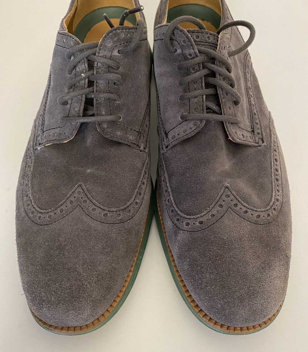 Cole Haan Original Grand Wingtip Oxford Suede Shoes Men’s 12 Grey Green C23412 Cole Haan Original Grand Wingtip Oxford Suede Pavement Grey  main image 3