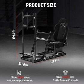 Dardoo Racing Sim Cockpit 4080Aluminum With Black Seat TV Stand Fit Thrustmaster