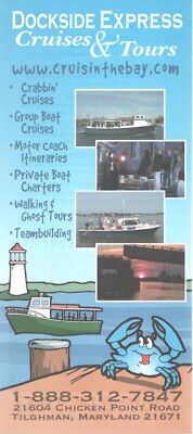 Rack Card, Dockside Express Cruises & Tours, Tilghman, MD 2019 Crabbin' Cruises