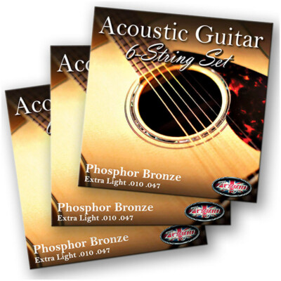 3 PACKUNGEN Adagio Pro Akustikgitarrensaiten - Stärke 10, 11 oder 12 Phosphor Bronze
