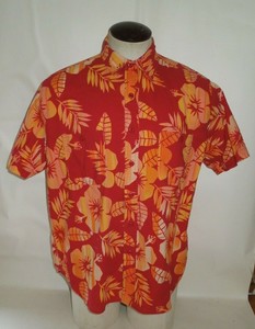MEN'S HAWAIIAN FLORAL SHIRT ARIZONA JEAN'S COMPANY SIZE LARGE RED