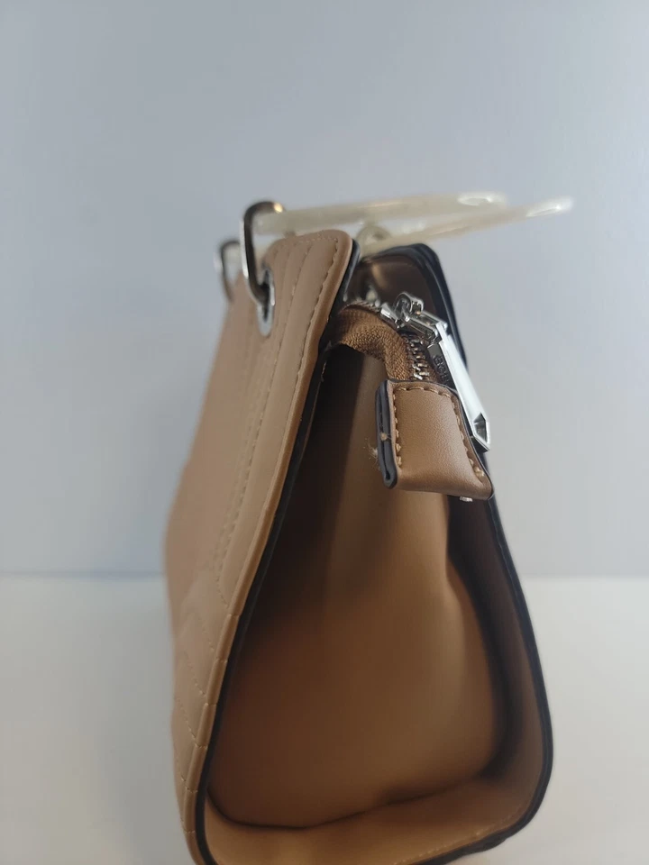 BCBG Generation Adriana Quilted Micro Satchel Purse Tan Lucite Handles - Image 2 of 4