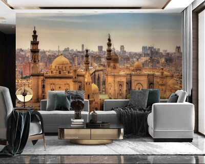 3D City   Retro Architecture Self-adhesive Removeable Wallpaper Wall Mural