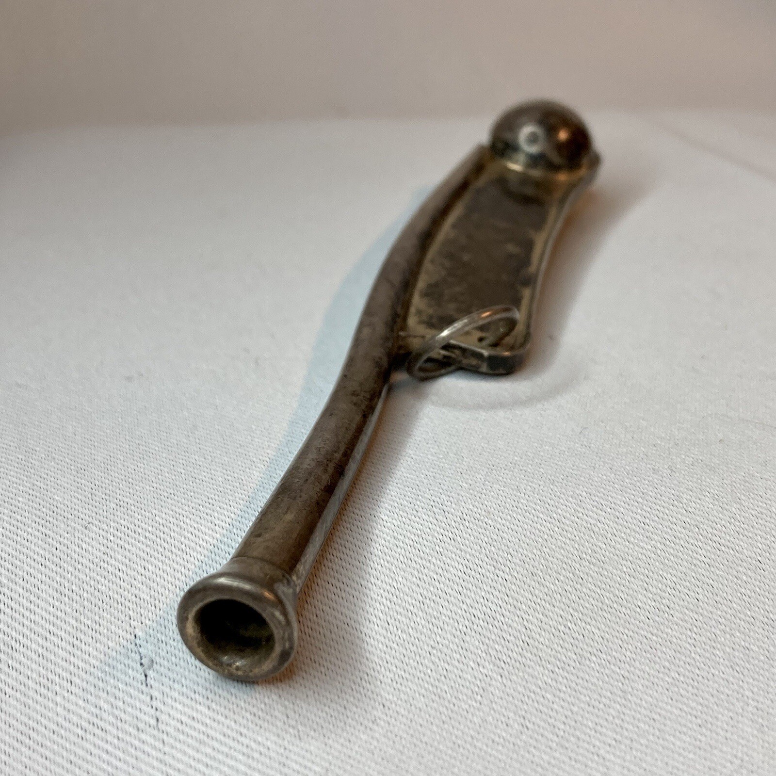 STERLING SILVER Antique Bosun Whistle Boatswain Nautical Lanyard Ring