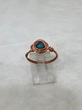 Handmade  Copper Wire Wrap  Turquoise Bead Ring Size 6 3/4. 223