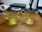 Anchor Hocking Yellow Depression Glass Cameo Ballerina Footed Open Sugar Bowl