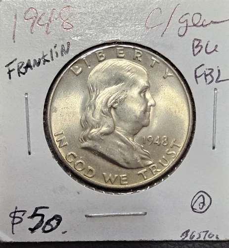 1948-P 50C Franklin Half Dollar Bu FBL 90% Silver KEY DATE