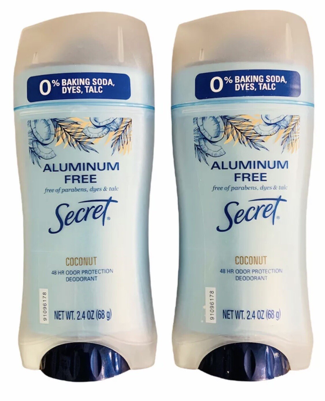 Secret Aluminum Free Coconut Deodorant 2.4 OZ (2 Pack) 48HR Protection