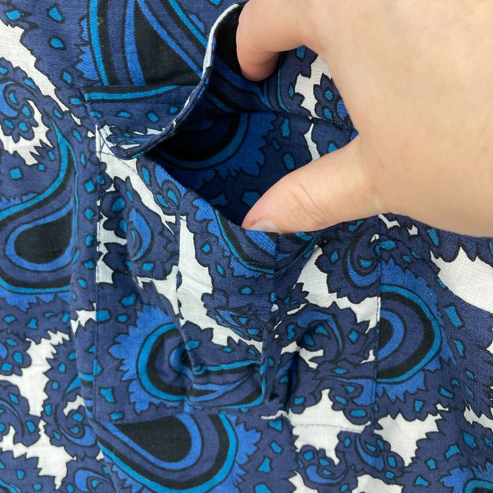 Camisa Topshop Mujer 6 Azul Paisley Manga Corta Cuello Redondo Algodón 30504 Foto 4 de 4