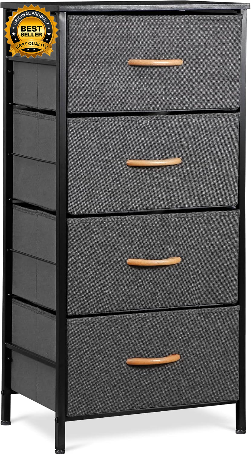 Dresser for Bedroom with 4 Storage Drawers, Fabric Chest of Drawers Storage Orga
