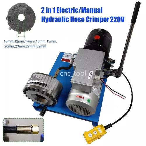 2 in 1 Electric/Manual Hydraulic Hose Crimping Machine Hose Pipe Crimper+ 9 Dies