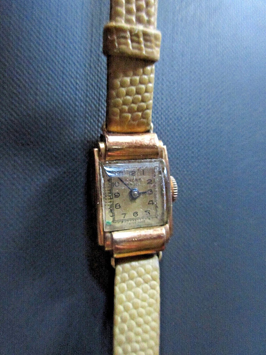 Vintage Gold 750 Ancre 17 Rubis Damenuhr Eidechse