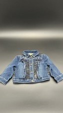 Crazy 8 Blue Denim Jacket 12-18 Months Button Front Ruffle Pockets Collared