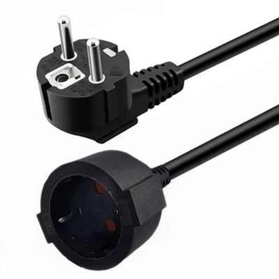 EU Power Extension Cord Euro CEE7 Schuko Mains Power Extension Cable Male to Fem