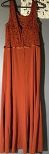 David’s Bridal Women’s Burnt Orange Long Braids Maid Dress SZ 14