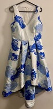 Eliza J Women's Dress Size 12 Blue Flowers Floral Sleeveless V-Neck Pockets
