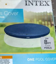Intex Above Ground Pool Debris Cover 8ft Round Winter Tarp Yard Swimming Pool 