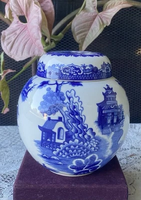 VTG ROYAL CAULDRON BRISTOL For TWININGS 1960s ‘WILLOW’ Ironstone Ginger Jar-Eng - image 1 of 4