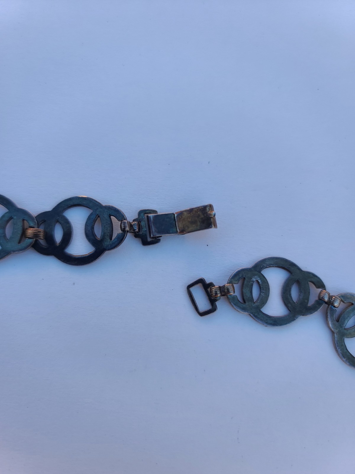 Vtg Sterling 925 Solid Silver Circle Link Choker … - image 16