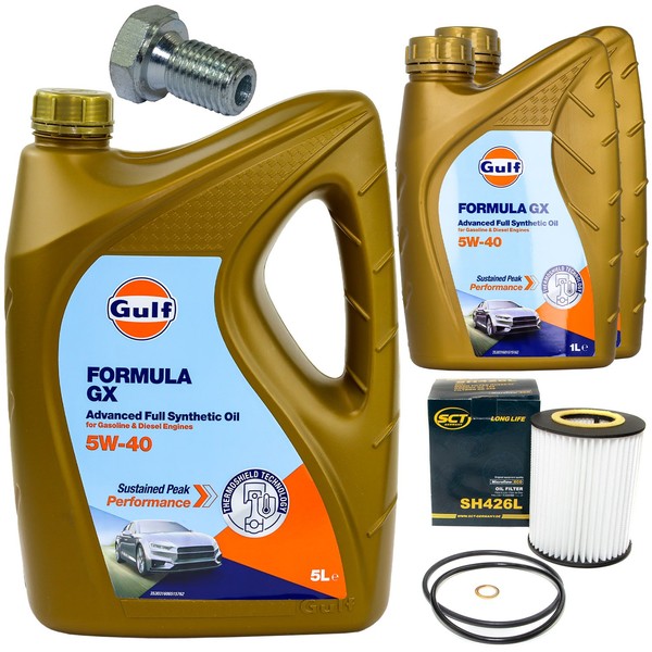 MotoröL Filter Set Gulf Formula GX 5W-40 7 Liter + Schraube FüR BMW 3Er 5Er Z4-image