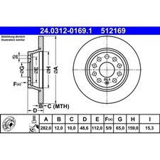Bremsscheibe ATE 24.0312-0169.1 (2 Stk.) für VW Seat Skoda Audi Passat B7 Leon