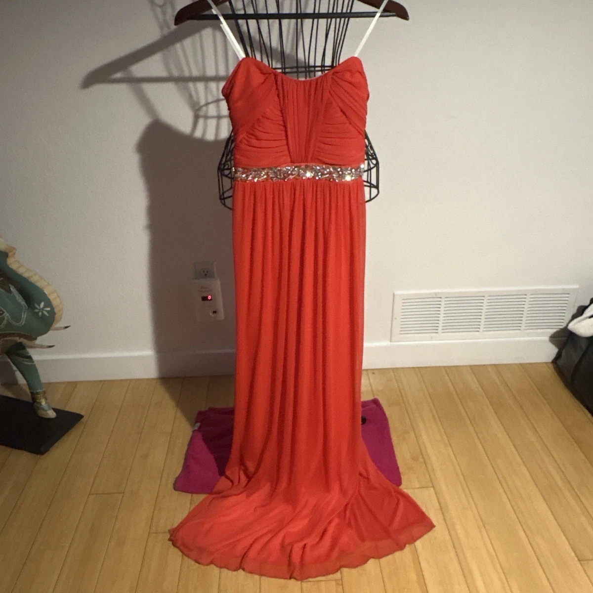 strapless open back dress Orange Dresses for Baby Girls Pearl Work Birthday Frock main image 0