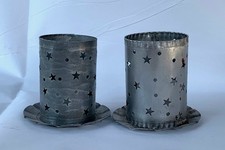 Set 2 Star Pierced Tin SW Votive Candle Holders. Old New Mexico Style 3.5” Tall