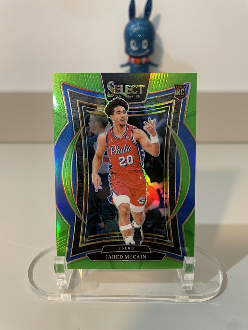 2024-25 Panini Select Jared McCain #82 Neon Green Prizm /75 Rookie RC 76ers