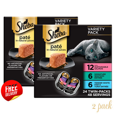 Sheba Perfect Portions Wet Cat Food Pate Variety Pack Twin Trays 2 Pack