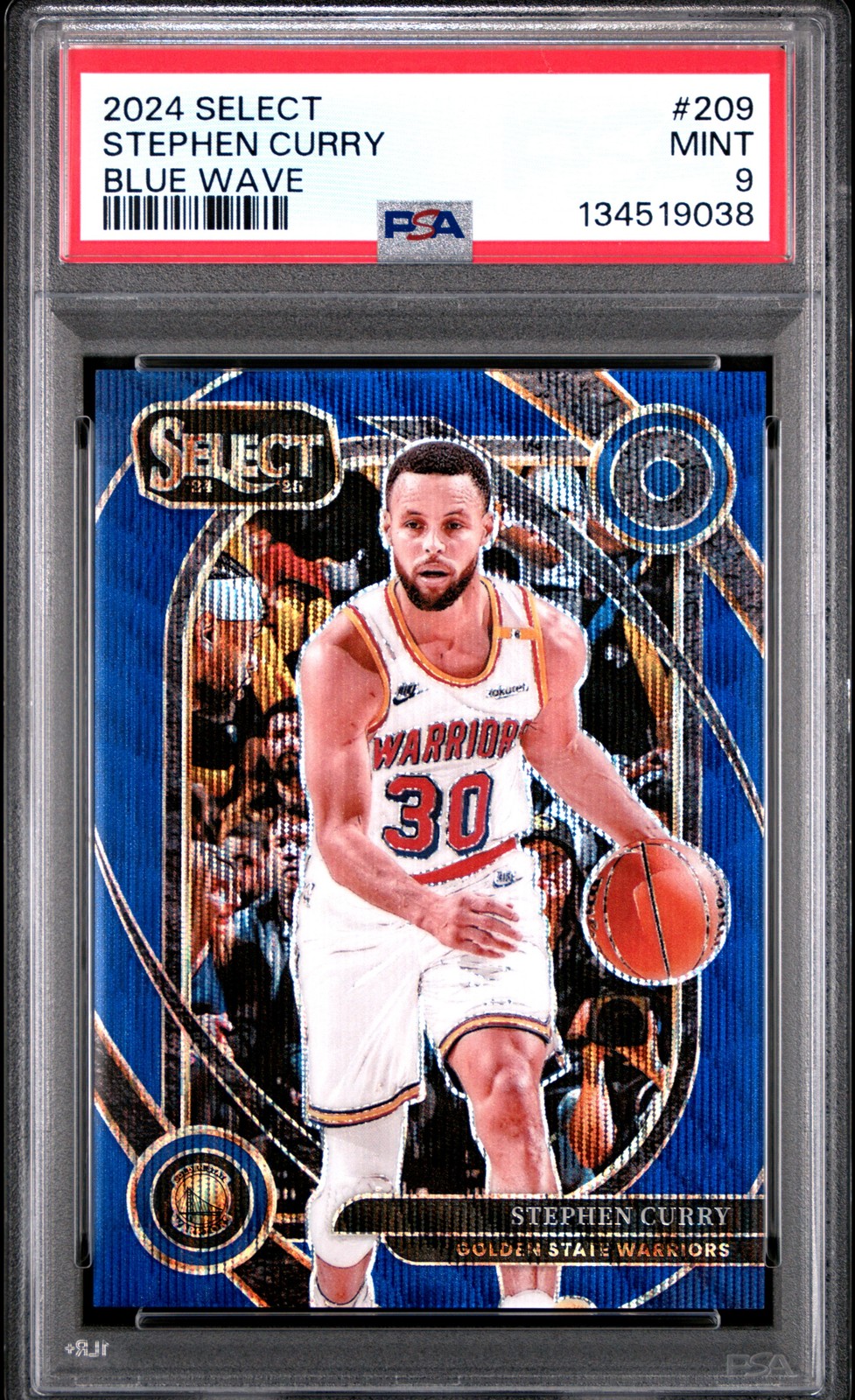 2024 PANINI SELECT BLUE WAVE #209 STEPHEN CURRY 65/75 PSA 9