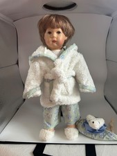 Kathe Kruse Puppe Fritzel Brown Hair  Blue Eyes 13" Vinyl  Cloth Body Boy Doll