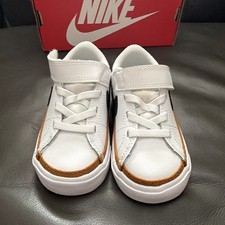 Nike Court Legacy TDV Toddler Sneaker 6C White/Black/Brown Strap DA5382-102