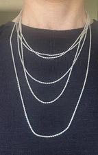 925 Sterling Silver Endless Long Chain Necklace  Multi-Layer Versatile Style