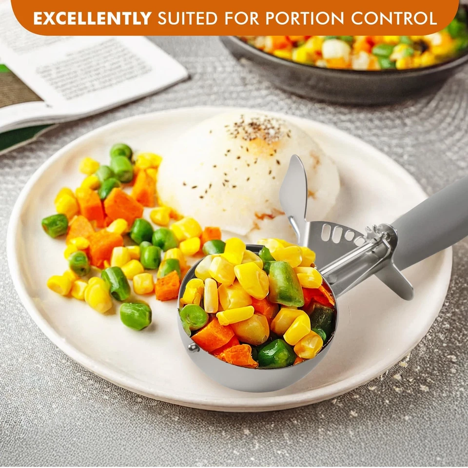 Cucharada resistente #8 4 OZ, plato de helados con mecanismo de fácil liberación, gris Foto 3 de 4