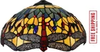 Dragonfly Style Stained Glass Lamp Shade Replacement Only 16X8 Inch Tiffany Lamp