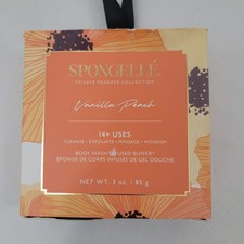 SPONGELLE Body Wash Infused Buffer VANILLA PEACH Shower Sponge In Box 3 oz