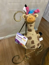 TrustyPup Strong Multicolor Giraffe 10” With Squeak Soft Plush Dog Toy
