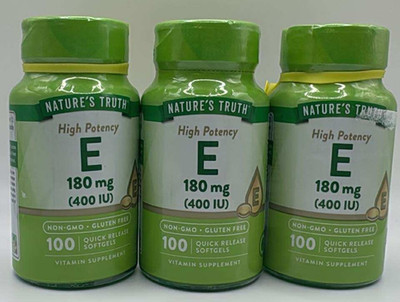 3PK Nature's Truth E 180 mg ~ 100 Quick Release Softgels Each ~ EXP 5/28