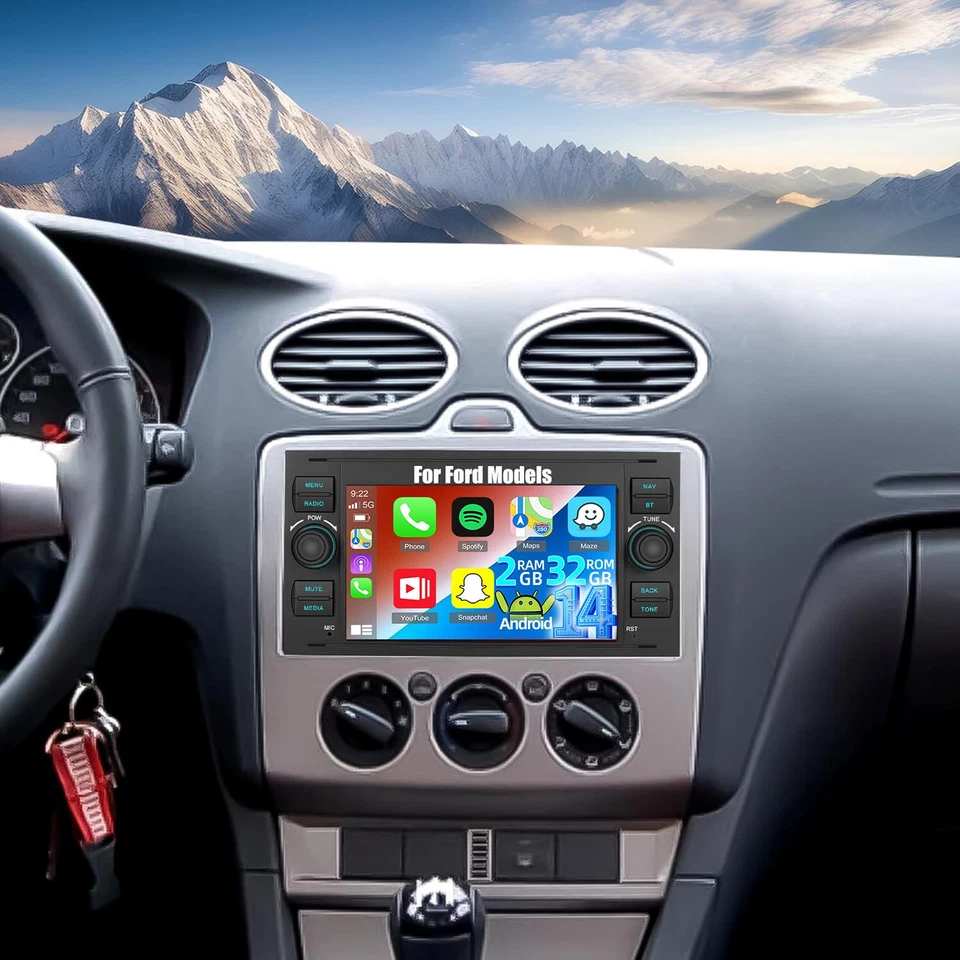 7” Autoradio Für Ford Galaxy Kuga Fiesta Focus Fusion Android 14 GPS Navi CD/DVD - Bild 2 von 4