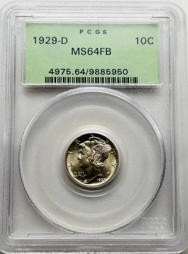 1929 D Mercury Dime PCGS MS64 FB OGH/Tougher Date Mercury