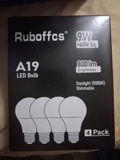 4 Pack A19 9 Watt 60 Watt Equivalent LED Bulbs Dimmable E26 Base Daylight