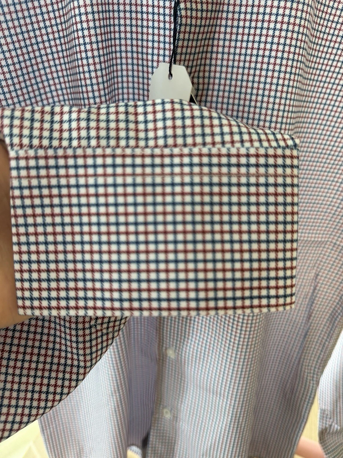 Nautica Men’s Small S Plaid Check Button Down Shirt Red Navy White NWT image 3