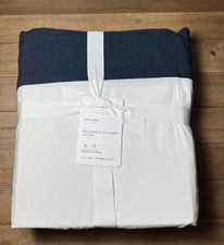 Pottery Barn Belgian Flax Linen-Cal King-Midnight Blue Bed Skirt 14" Drop - NWT