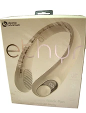 Ethyr Rechargeable Neck Fan W/Digital LED Display, White, 3 Speeds, Brand New