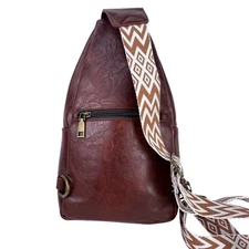 NEW Vegan Leather Sling Bag Adj Crossbody Backpack Multipurpose Casual Shoulder